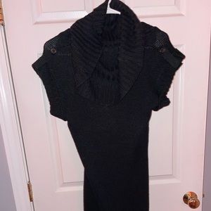 Black cowl neck sweater dress